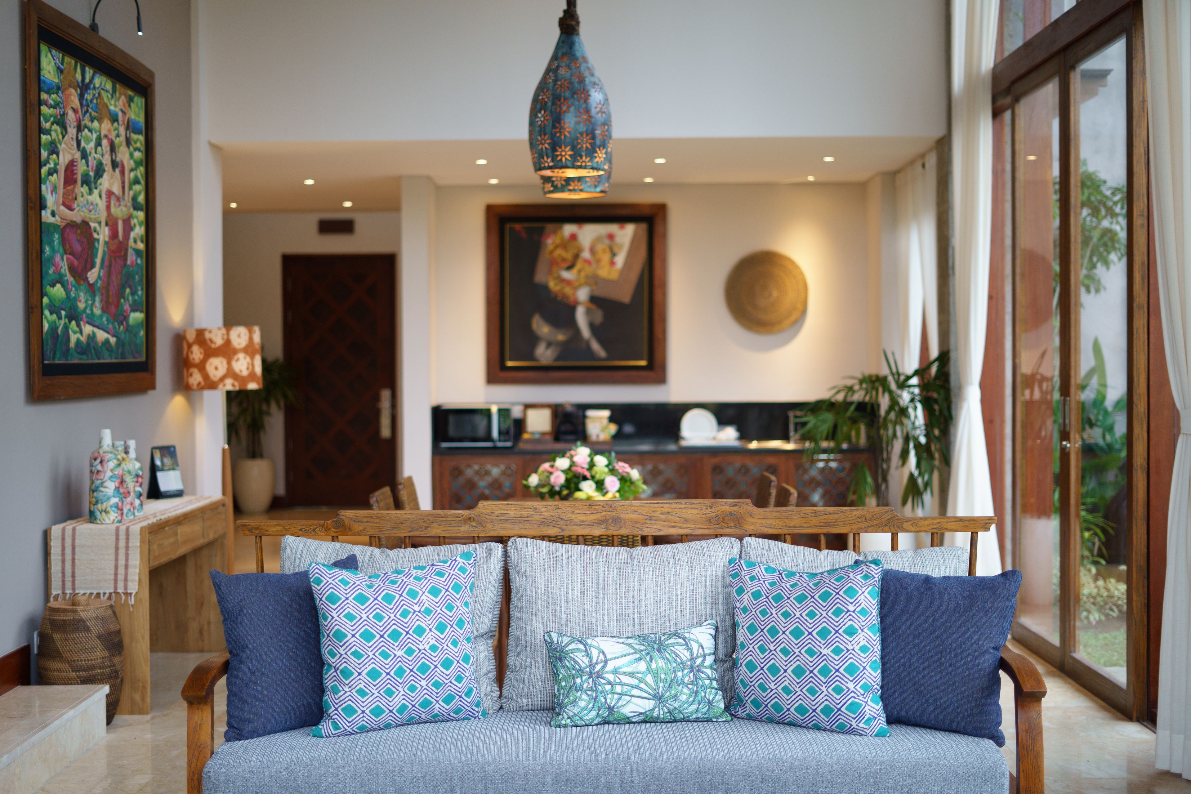 two-bedrooms infinity lap pool villa | living room | flat-screen tv