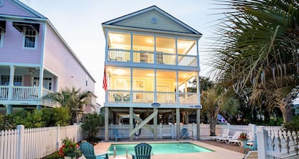 200 Steps to Beach! Family Tides w/Heated Pool and Ocean Views. Walk to Pier!