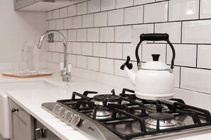 Apartment (1 Bedroom) | Private kitchen | Fridge, microwave, oven, stovetop