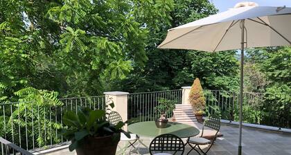 Huoneisto Villa del 700 Turinissa terassilla ja puutarhassa