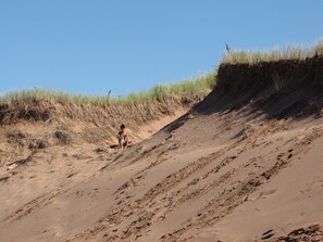 On the beach, beach towels