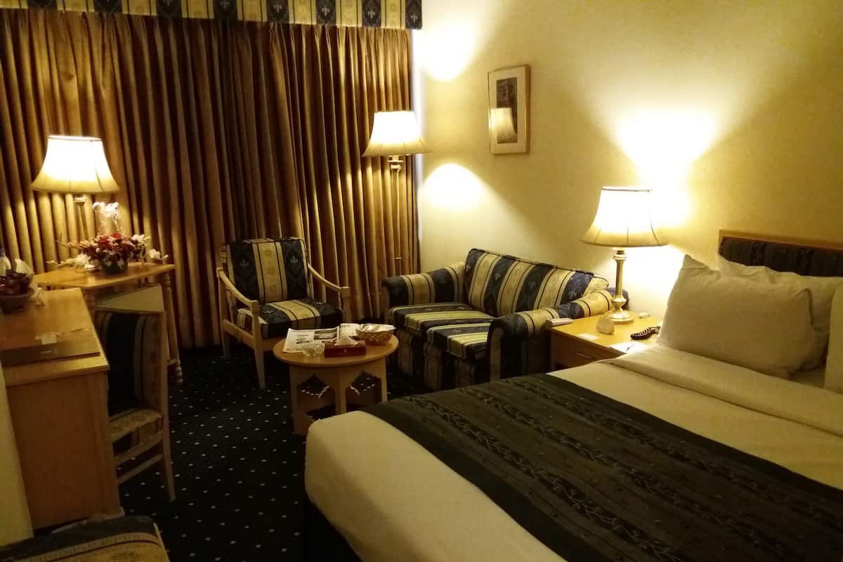 Desk, blackout curtains, free WiFi, bed sheets