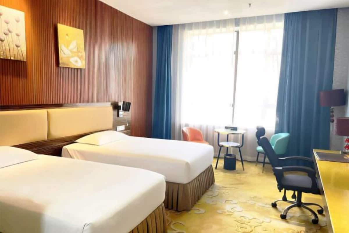 Desk, blackout curtains, iron/ironing board, free WiFi