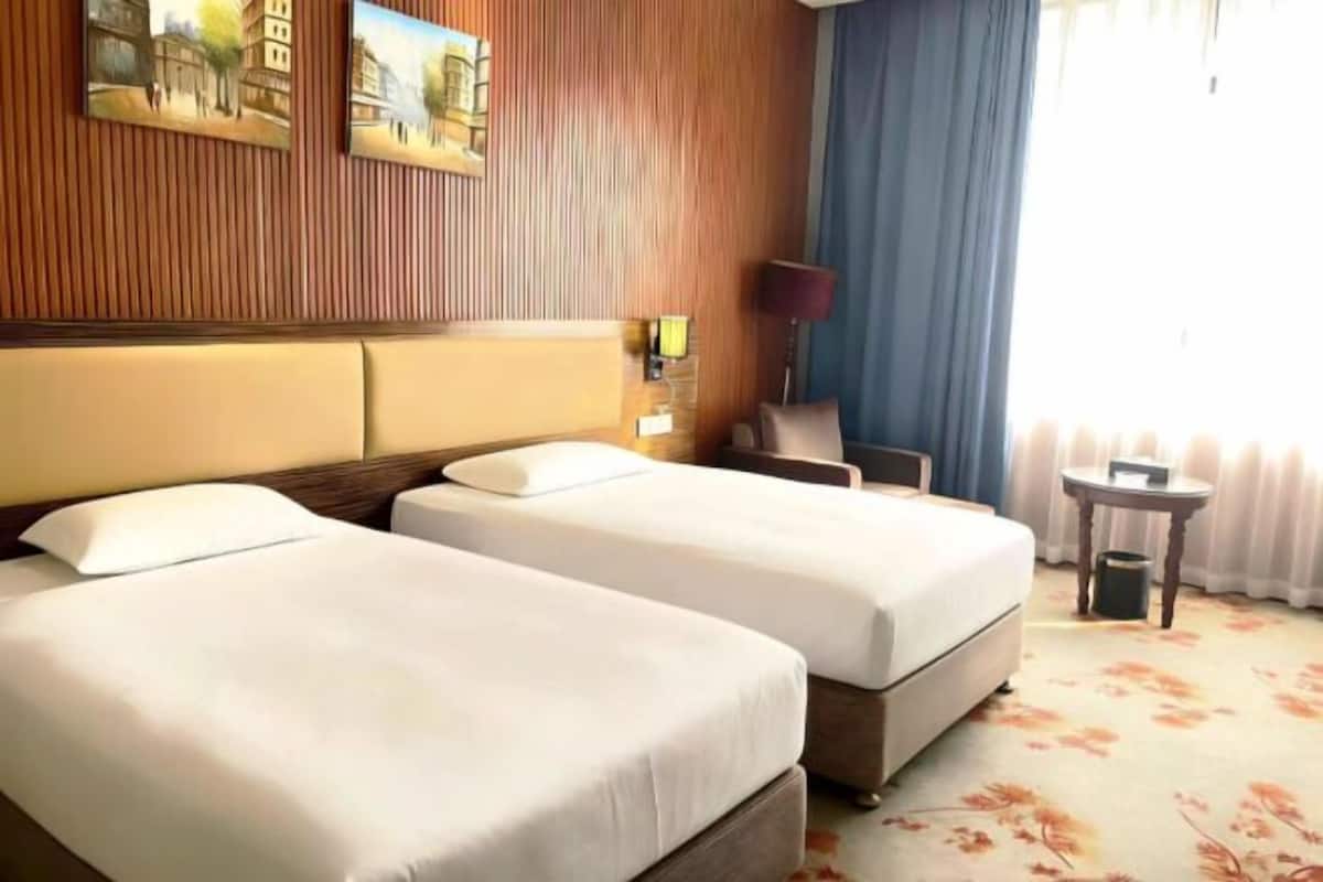 Desk, blackout curtains, iron/ironing board, free WiFi