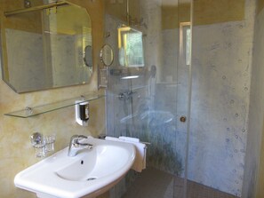 Een douche, een haardroger, handdoeken