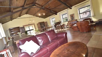 TV, caminetto, libri