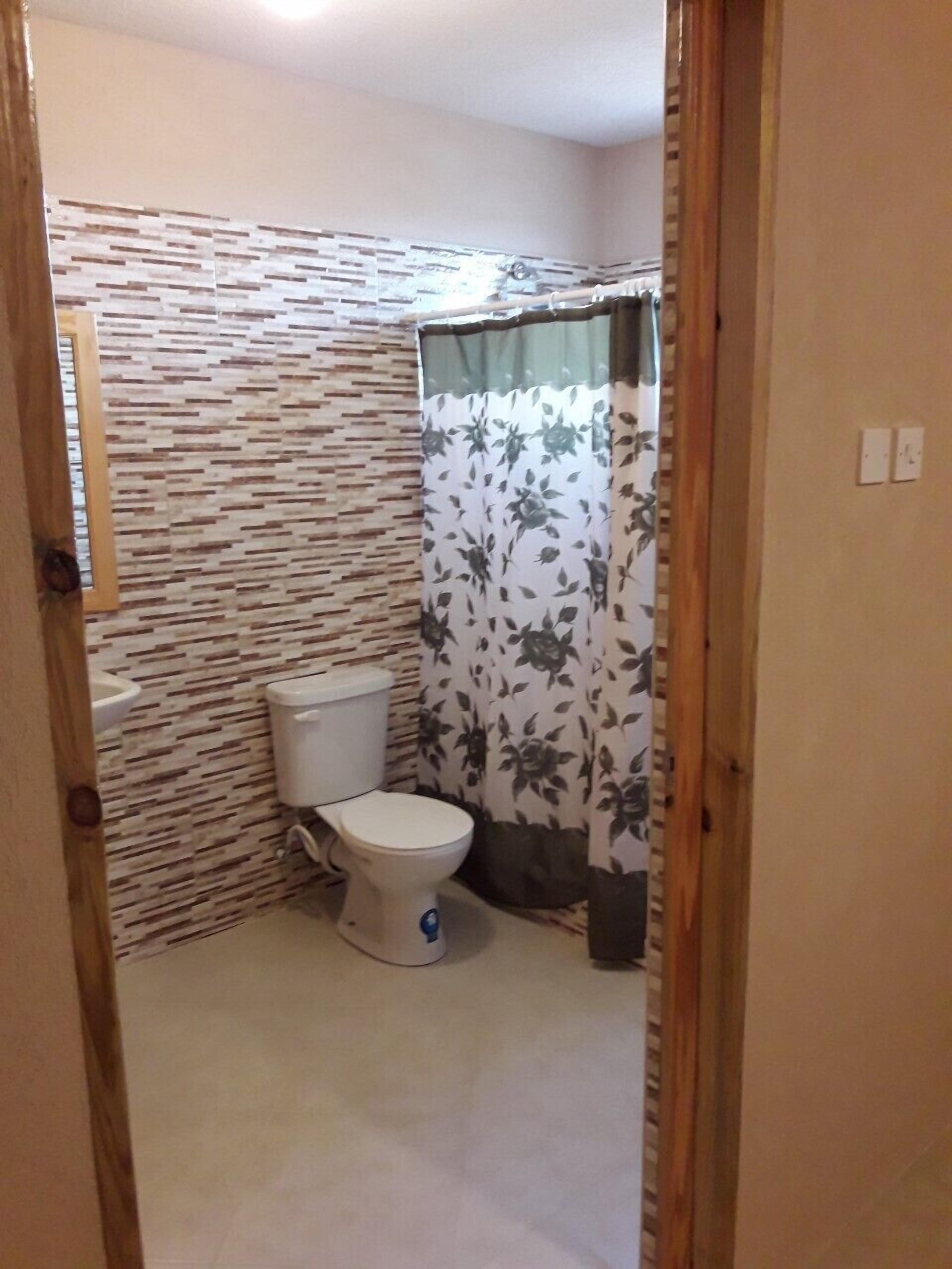 basic apartment, 1 queen bed, non smoking | bathroom | shower, towels