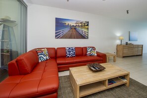 Superior Apartment, 3 Bedrooms, Pool Access, Ocean View | Living room - 1 Bright Point Apartment 5301 (Nelly Bay)