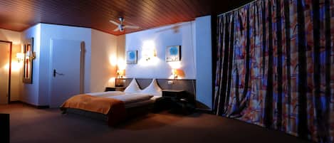 In-room safe, desk, laptop workspace, blackout curtains