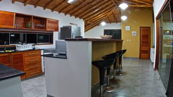 Fridge, microwave, oven, electric kettle