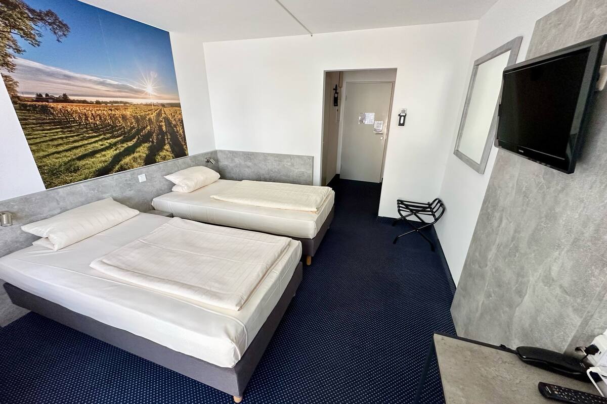 economy twin room | 1 bedroom, in-room safe, desk, blackout curtains