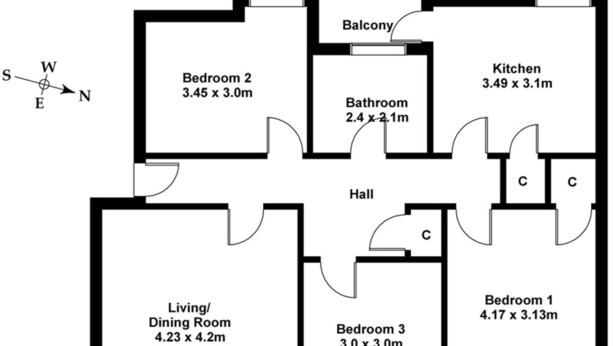 Apartment (3 Bedrooms) | Floor plan - 3 Bedroom Flat in Edinburgh (Edinburgh)