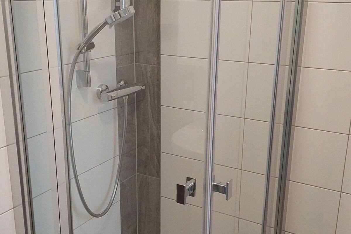double or twin room | bathroom | shower, hair dryer, towels, soap