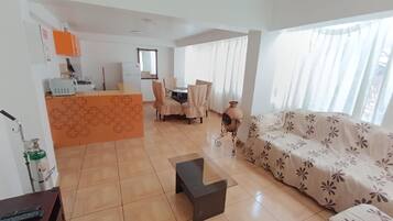 Flat-screen TV, DVD player