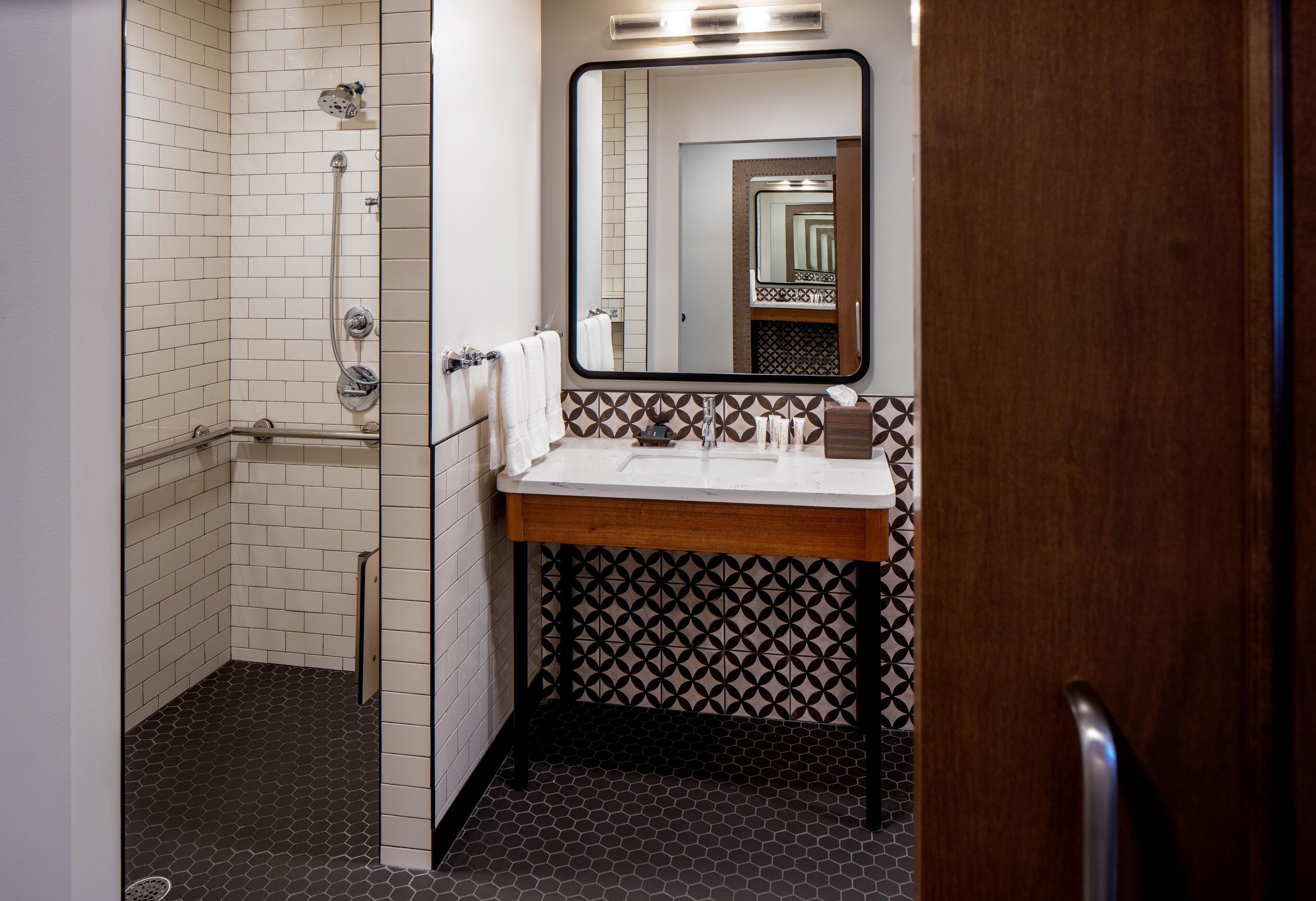 shower, hydromassage showerhead, hair dryer, dressing gowns