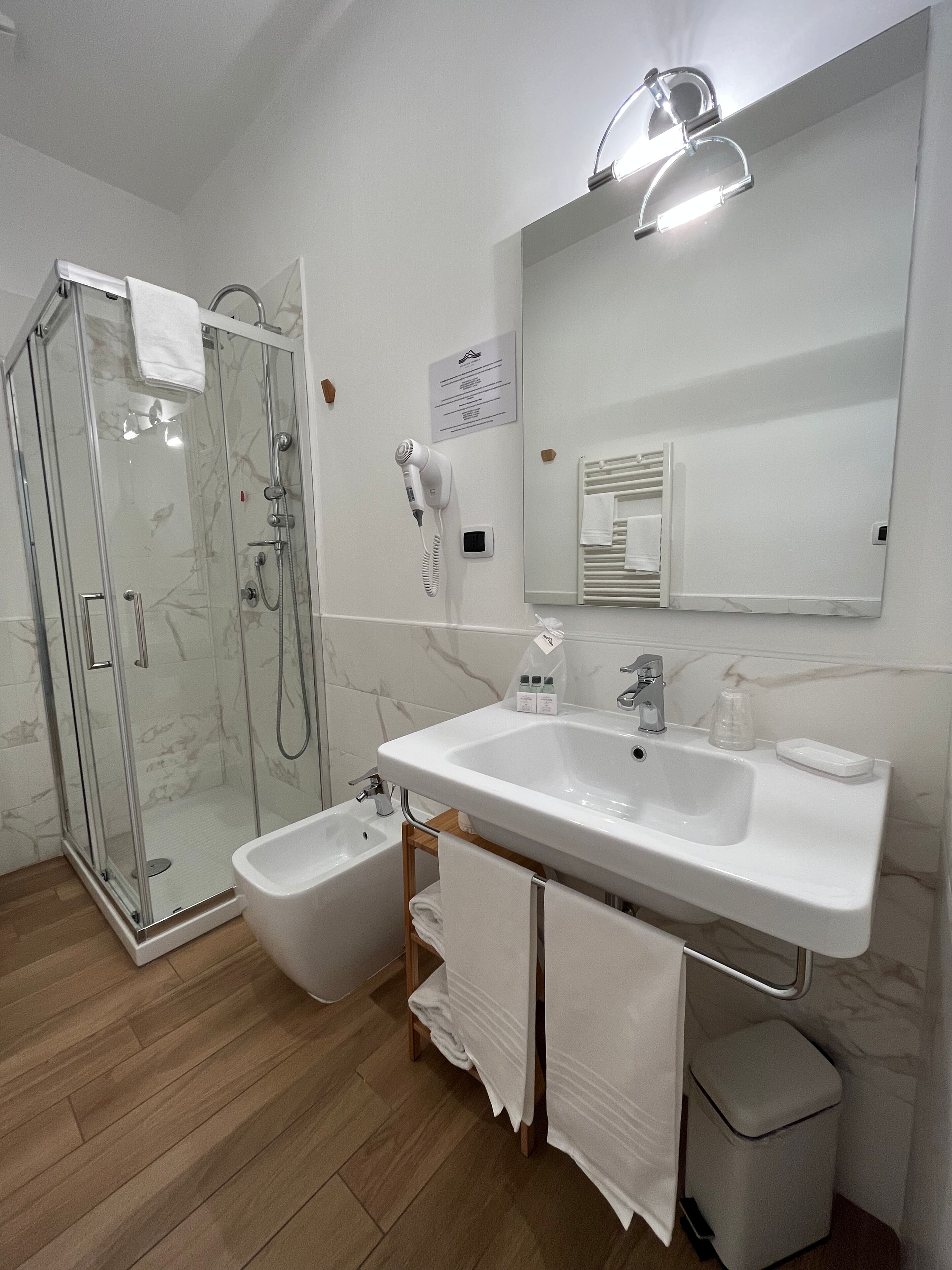 Douche, articles de toilette de luxe, sèche-cheveux, bidet