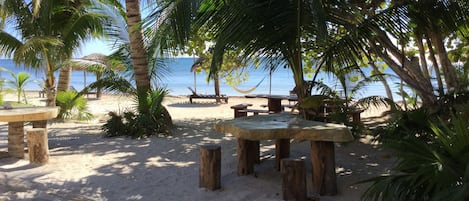 On the beach, white sand, beach massages, beach volleyball