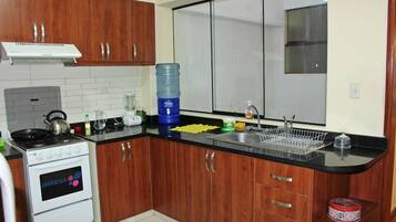 Family Apartment, 3 Bedrooms, Non Smoking, City View | Private kitchen | Full-size fridge, microwave, oven, stovetop