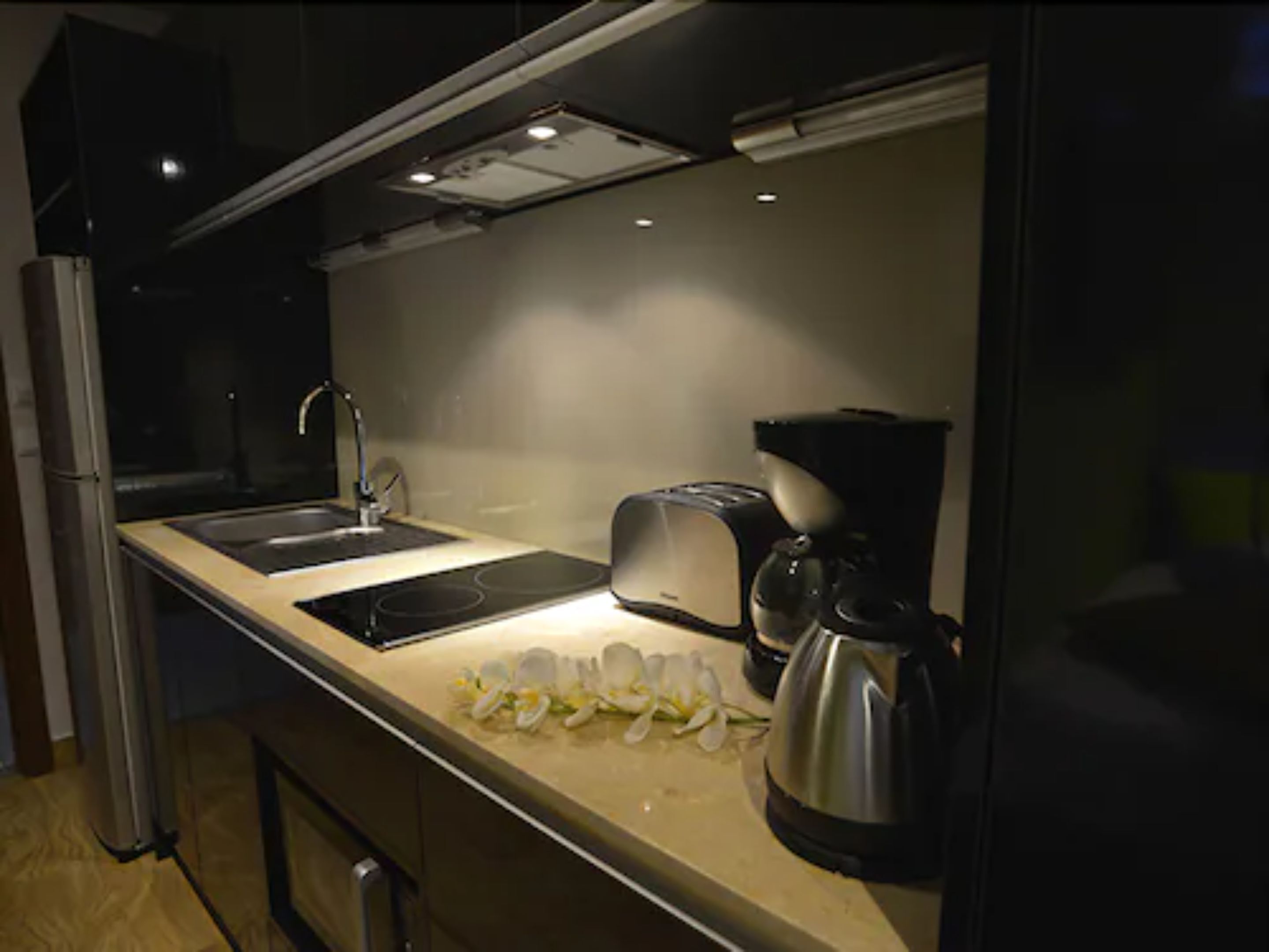 deluxe studio suite, accessible, garden view | private kitchen | fridge, microwave, stovetop, coffee/tea maker