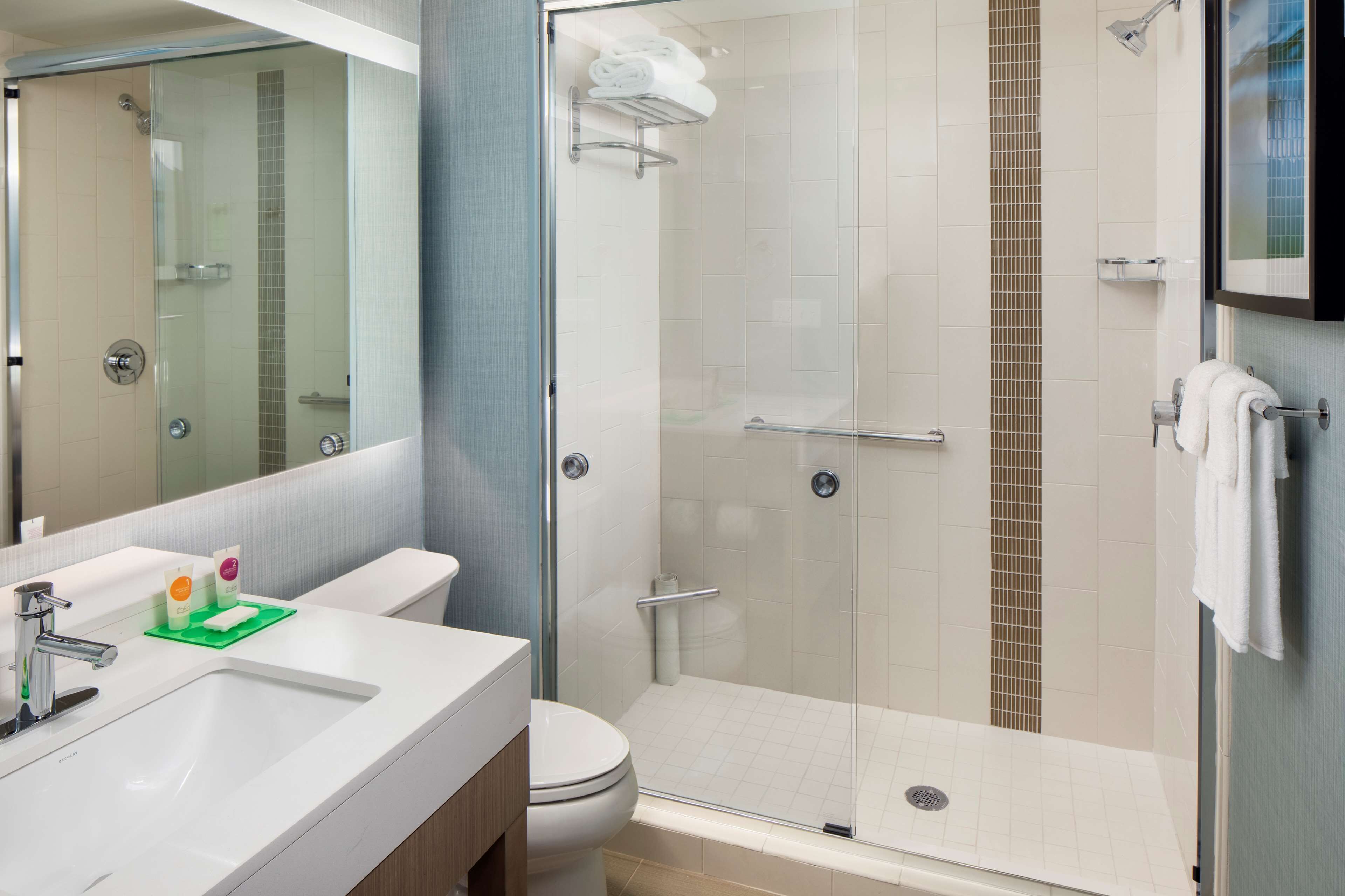 free toiletries, hair dryer, towels