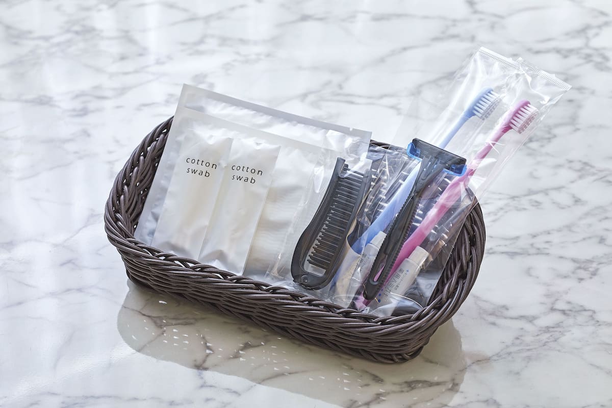 free toiletries, hair dryer, slippers, bidet