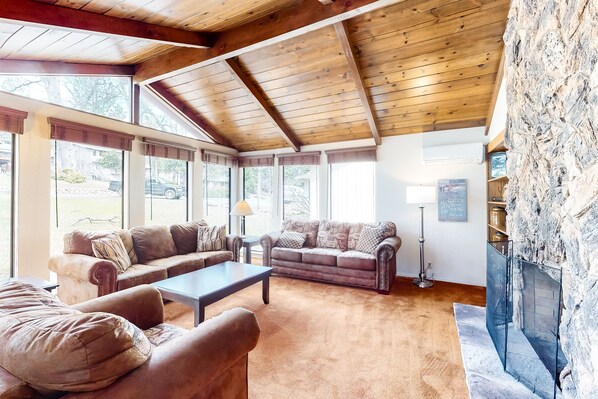 Televisión, chimenea, videojuegos y reproductor de DVD 