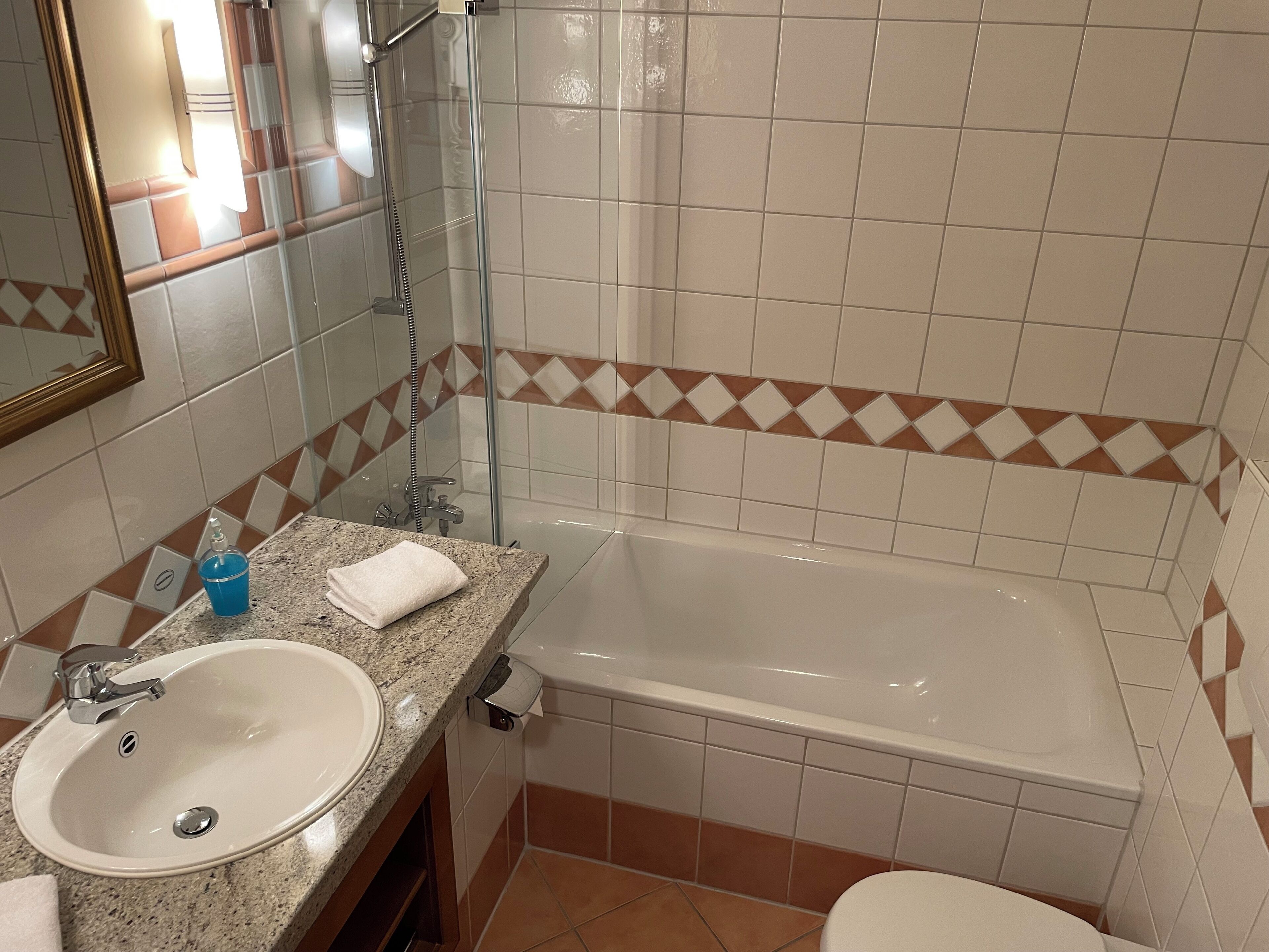 free toiletries, hair dryer, towels, soap