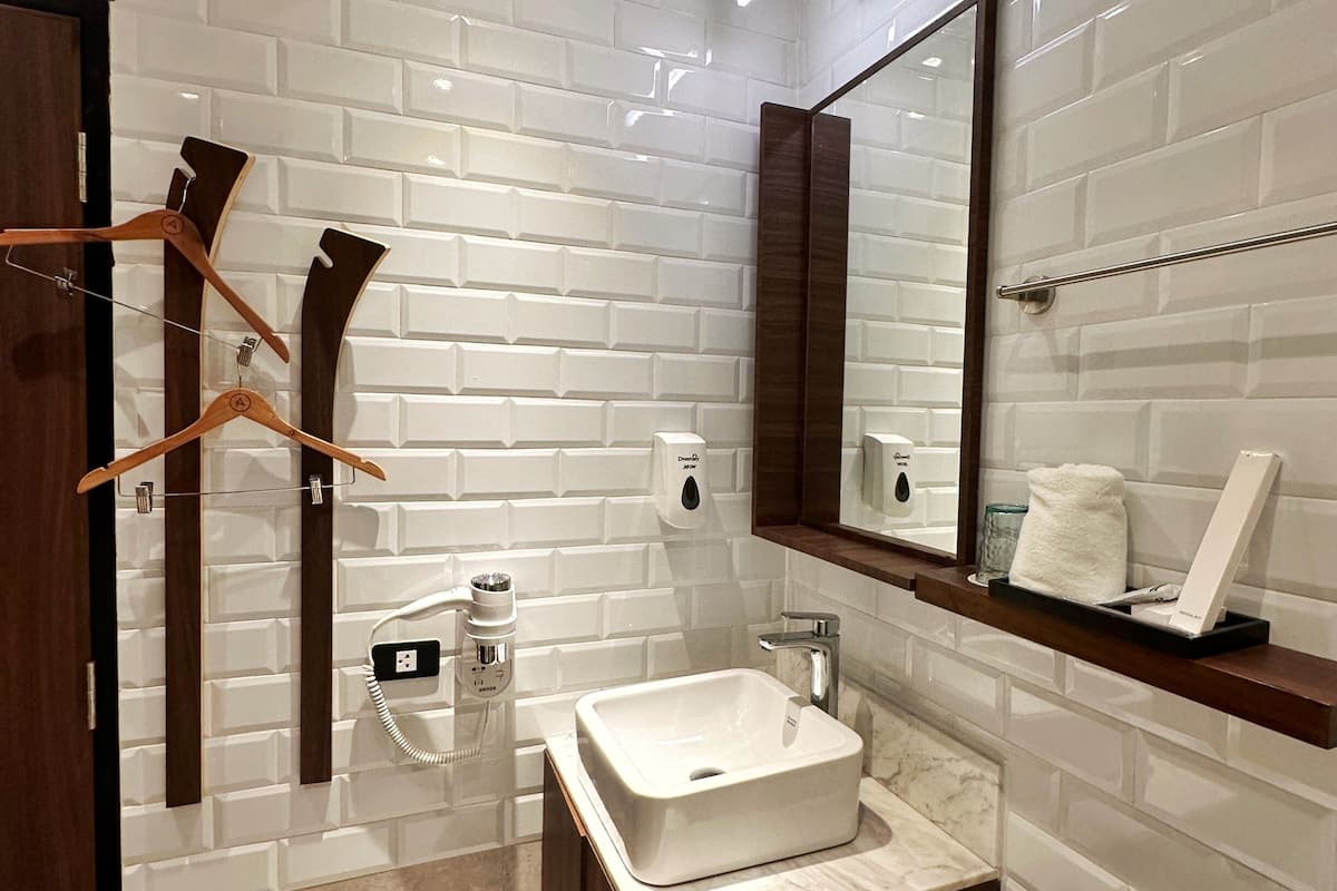 shower, free toiletries, hair dryer, slippers