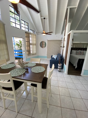 Premium Chalet, 1 Queen Bed with Sofa bed, Kitchen, Ground Floor | Living area. Blue House Joyuda