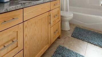 Combined shower/tub, hair dryer