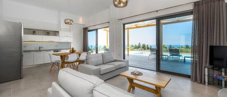 Apartment, 3 Bedrooms, Private Pool | Living room | Flat-screen TV