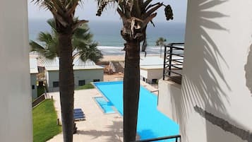 Outdoor pool, pool loungers