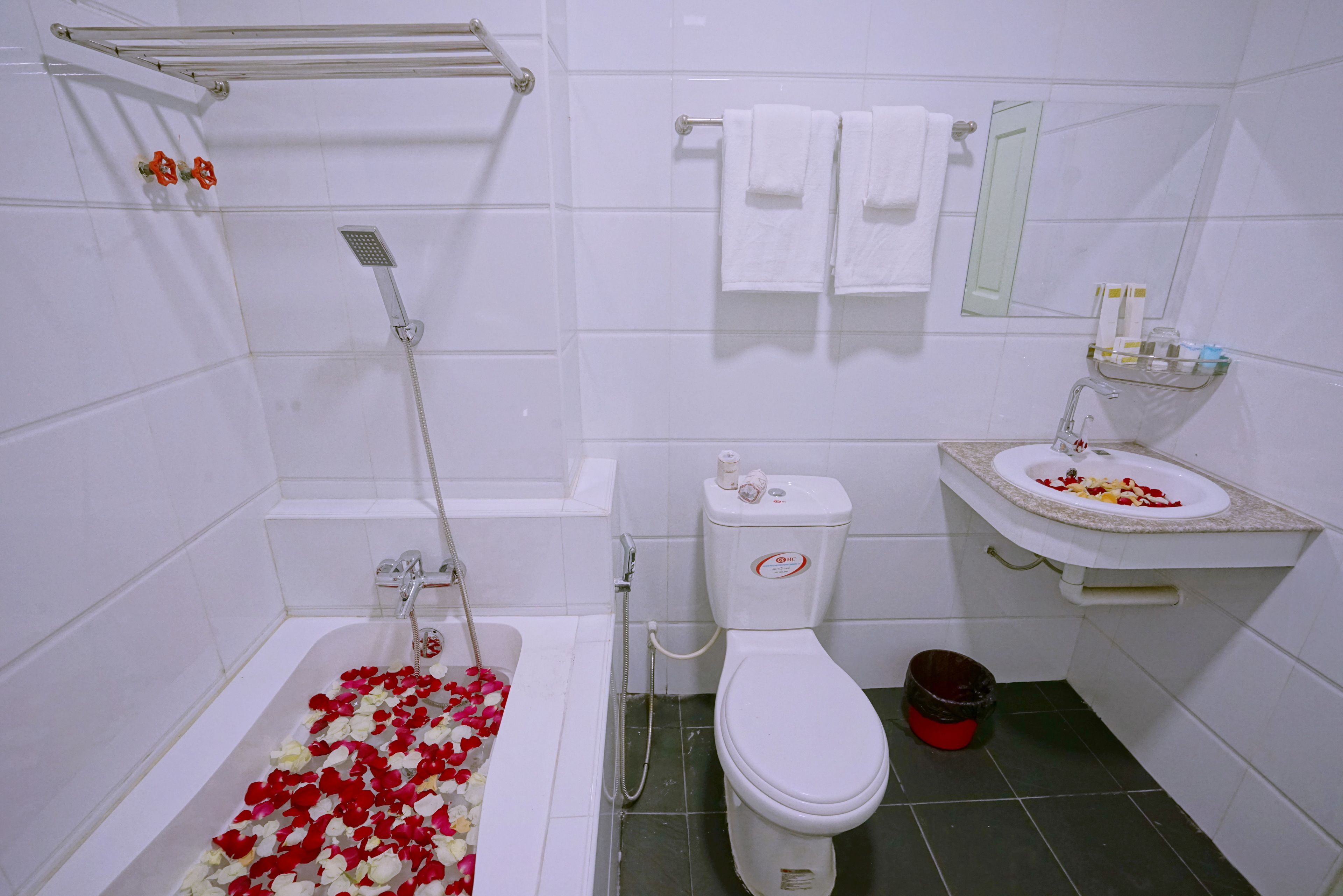 family suite | bathroom | free toiletries, hair dryer, slippers, towels