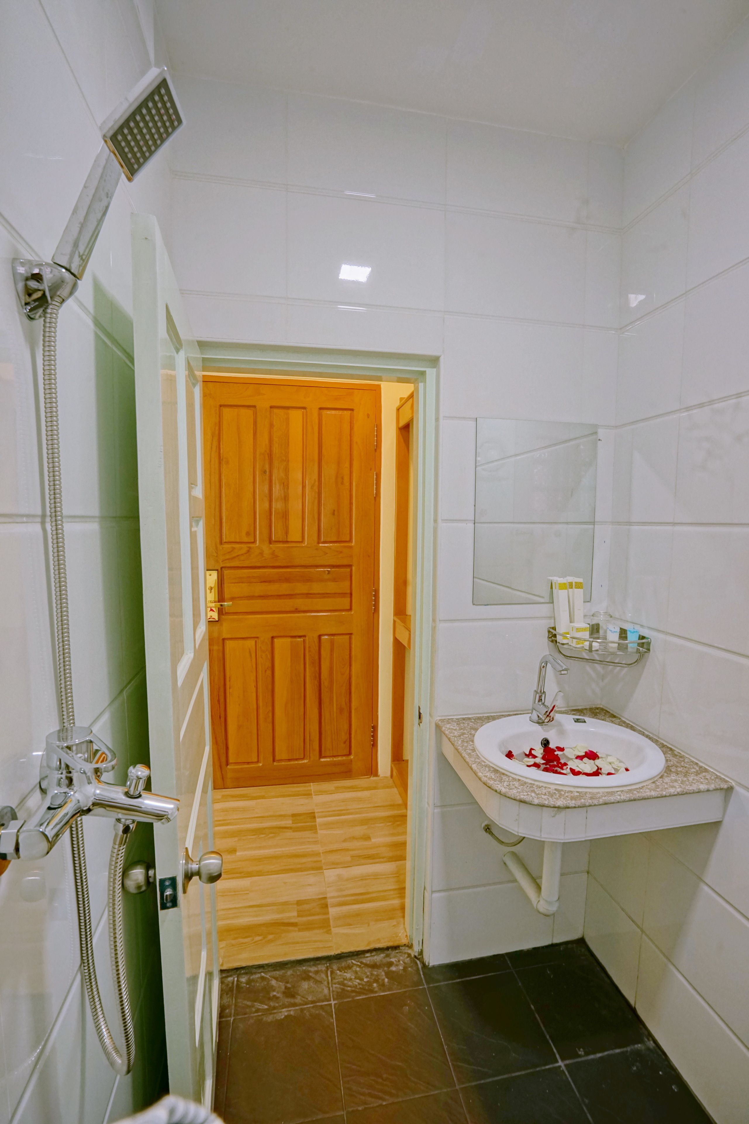 free toiletries, hair dryer, slippers, towels