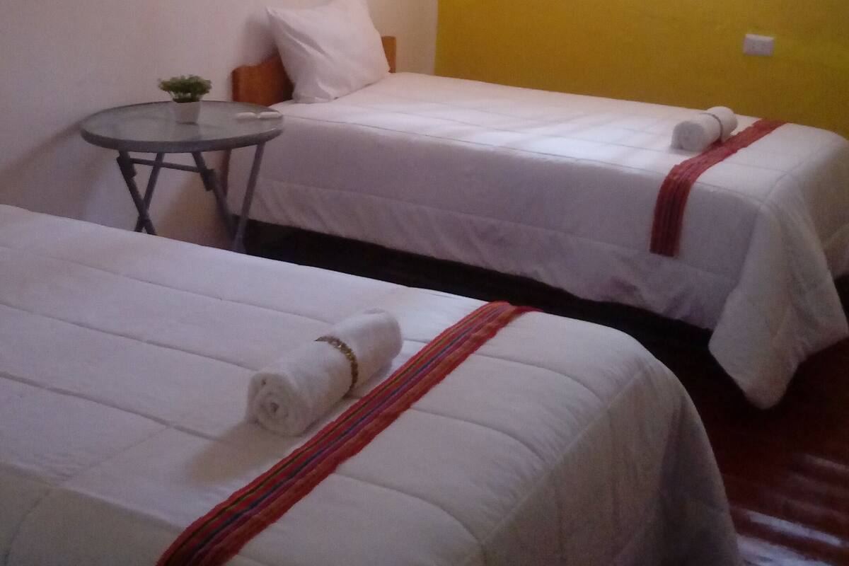 Desk, free WiFi, bed sheets