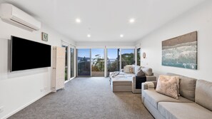 TV, fireplace, video game console