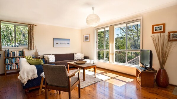 Televisie, een open haard en een dvd-speler