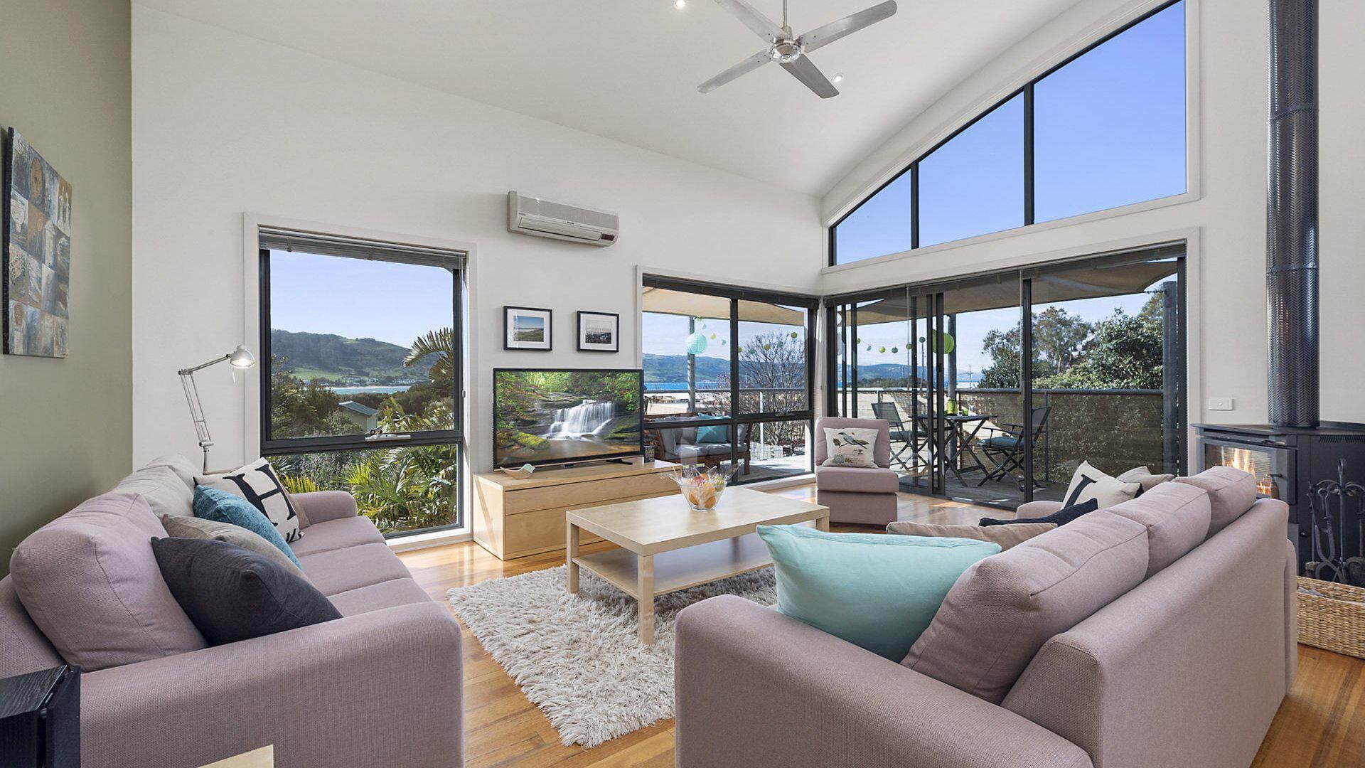 TV, fireplace, DVD player, music library