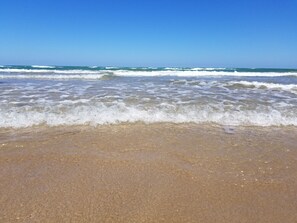 On the beach, beach towels
