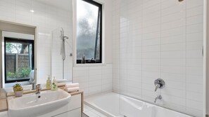 Bathtub, hair dryer