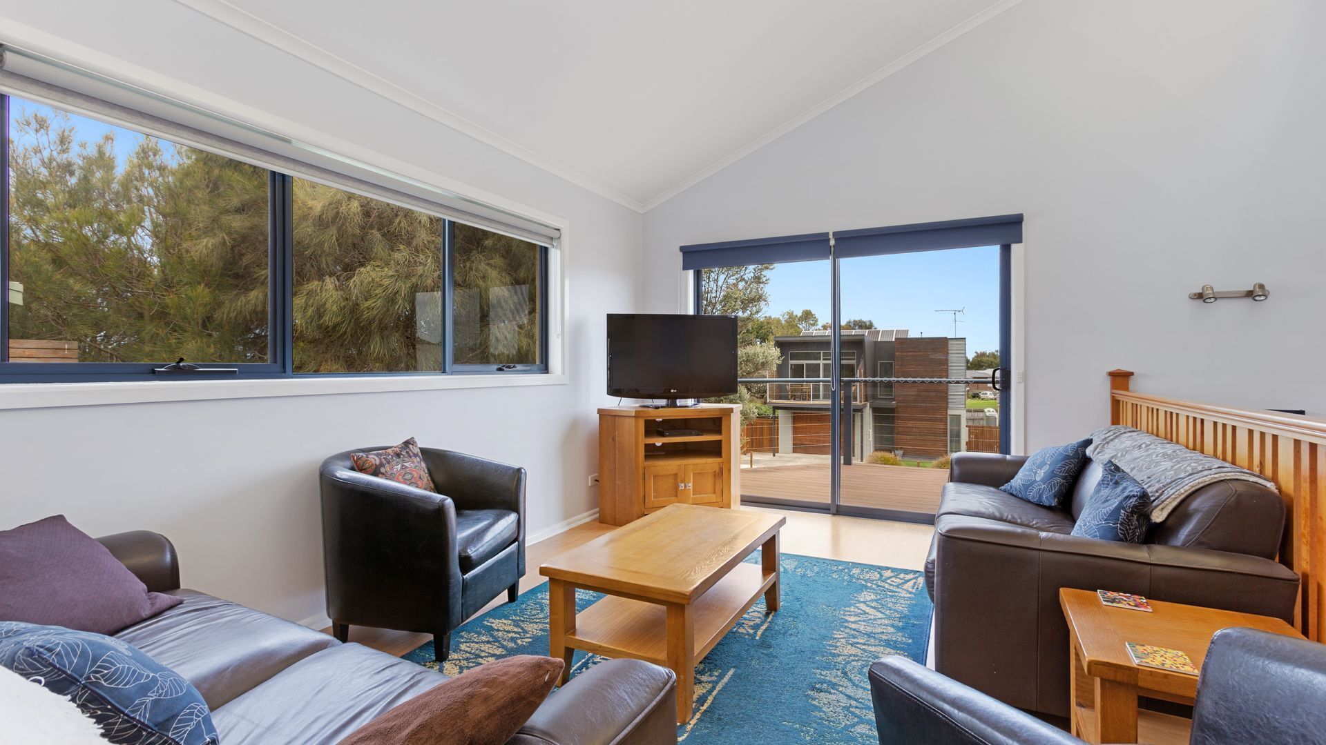 Televisión, reproductor de DVD, biblioteca musical y estéreo 