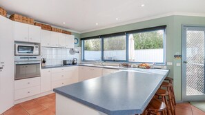 Fridge, microwave, dishwasher, toaster