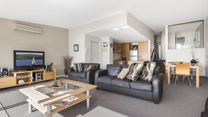 TV, DVD player, music library