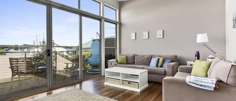 TV, DVD player, books