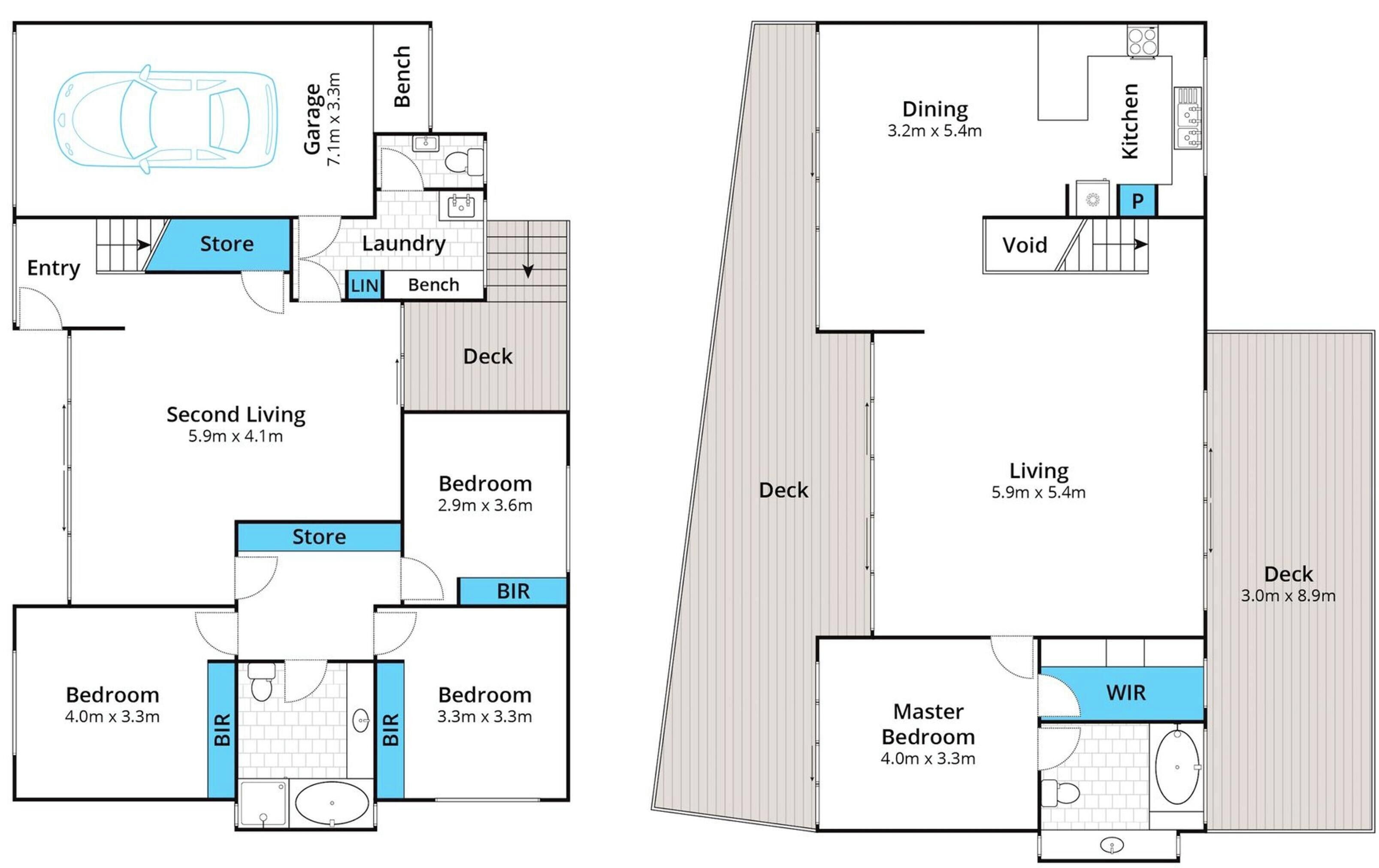 Plànol d'una propietat que inclou garatge, menjador, cuina, saló, habitació principal i dues habitacions addicionals.