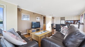 TV, DVD player, music library