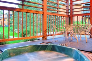 Soak in the community hot tub a few steps away from the unit.