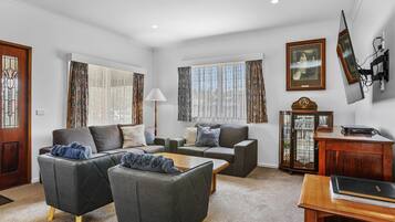 TV, DVD player, music library