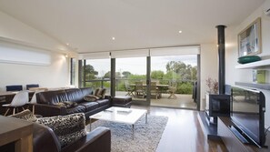 TV, DVD player, music library