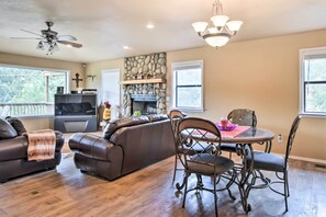 TV, DVD player, video library